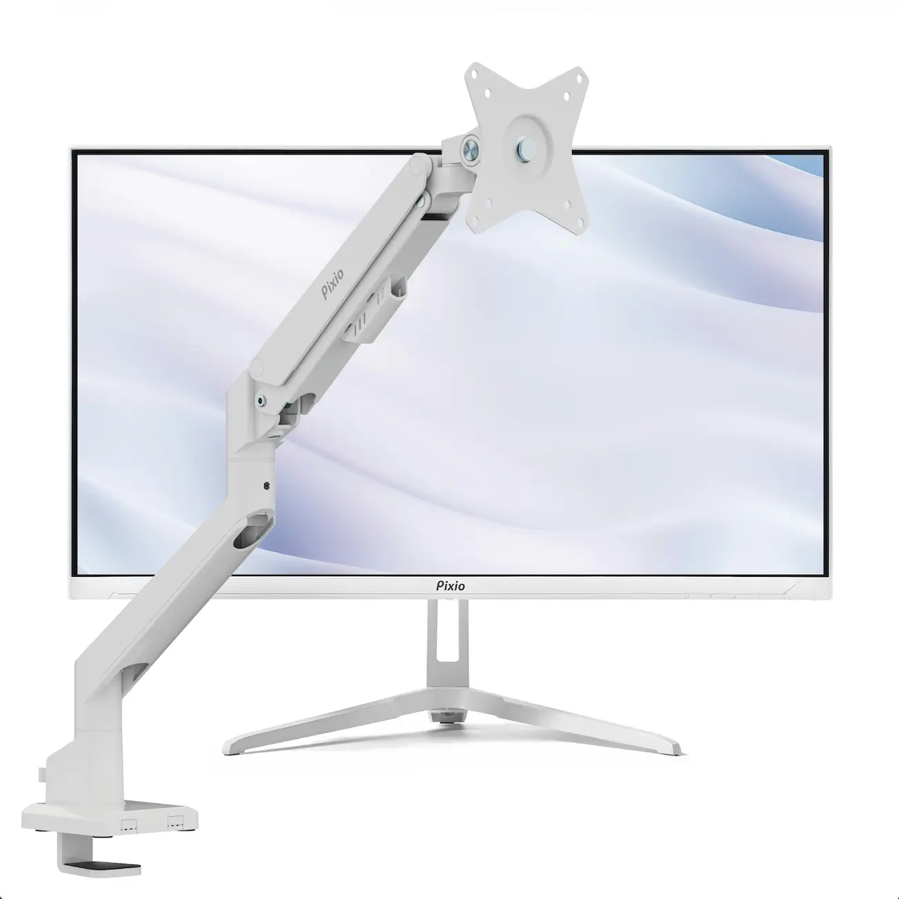 PX246 Wave White Monitor + Single Monitor Arm Bundle