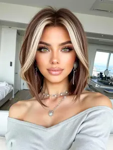 Short Bob Wig with Highlights, 12-Inch Heat-Resistant Synthetic Hair, Natural Look for Women, Suitable for Office, Daily Wear, Parties, Premium Synthetic Wigs, Synthetic Material Wigs, Party Wig