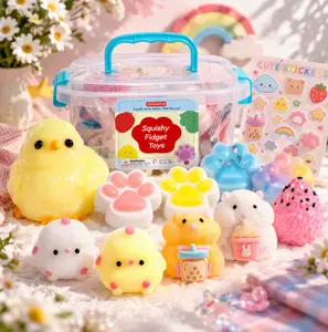 【Massive Markdown】10 Pack Taba Squishies with Toy Box & Cute Stickers, Kawaii Mochi Squishy Stress Relief Toys, Sensory Fidget Toys for Kids 4-8 8-12, Party Favors, Classroom Prizes, Birthday Christmas Gifts for Girls Boys