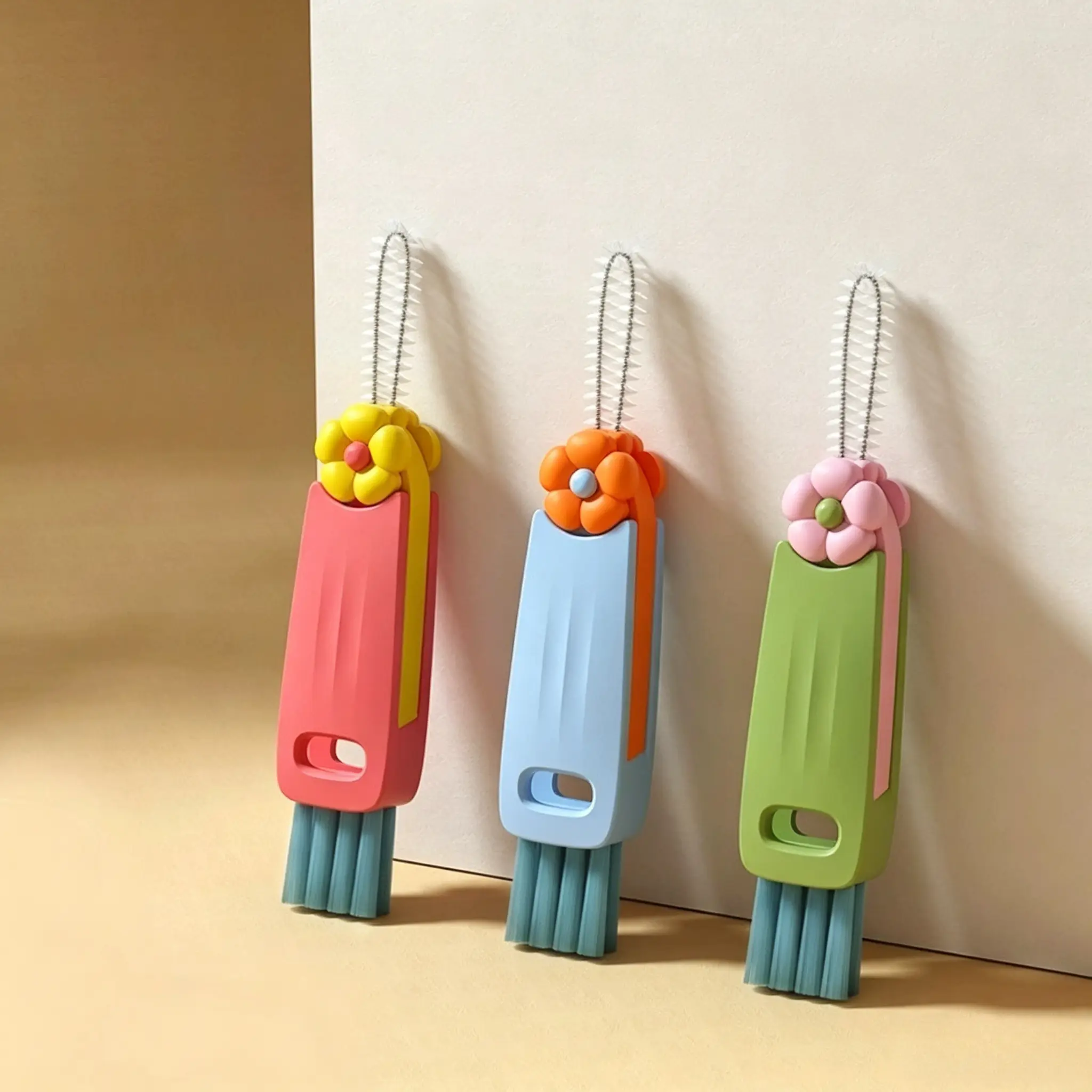 3-in-1 Flower-Shaped Bottle Washer Brush with Sponges - Multi-functional Home Care Cleaner for Baby Bottles, Cup Lids, No Extra Tools Needed, Baby Care Home Supply