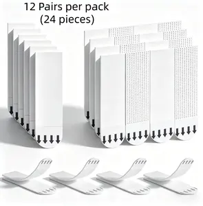 Wall's Heavy-Duty Pinch-On Hook-and-Loop Picture Hanging Strips, 24 Pieces (12 Pairs) - Damage-Free, Nail-Free Adhesive Refills for Frames, Acoustic Wood Slat Panels, Black Antique White Glazed Ceramic Tiles