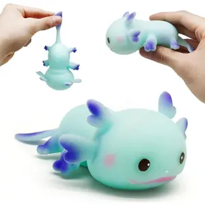 ZTATU Axolotl Squishy Toys Stress Balls for Adults (1PCS) Salamander Squishy Dough Ball, Sensory Toys Fidget Balls, Stress Relief Toy Party Favors Axolotl Gifts, Easter Basket Stuffers. (Blue)