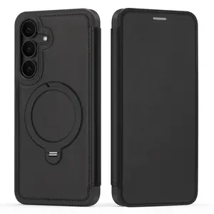 Magnetic Case for Samsung Galaxy S25 Ultra S25FE S24 S23 S22 Ultra, A17 A16 A26 A36 A56 A15 A35 A55, All-Inclusive Protection Rotate Ring Stand Shell Business Wallet Leather Protective Shockproof Anti-Scratch Drop Protection Cover