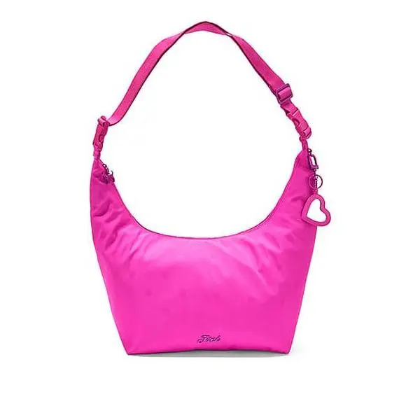 PINK Satin Nylon Hobo Bag