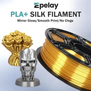 Epelay PLA+ Silk Gold/Silver 3D Printer Filament High Gloss Finish Smooth Printing No Clogging for FDM 3D Printers