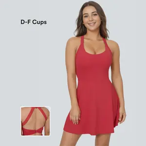 Halara Backless Twisted Flare Mini Dance Active Dress-D/DD/DDD/F Cups