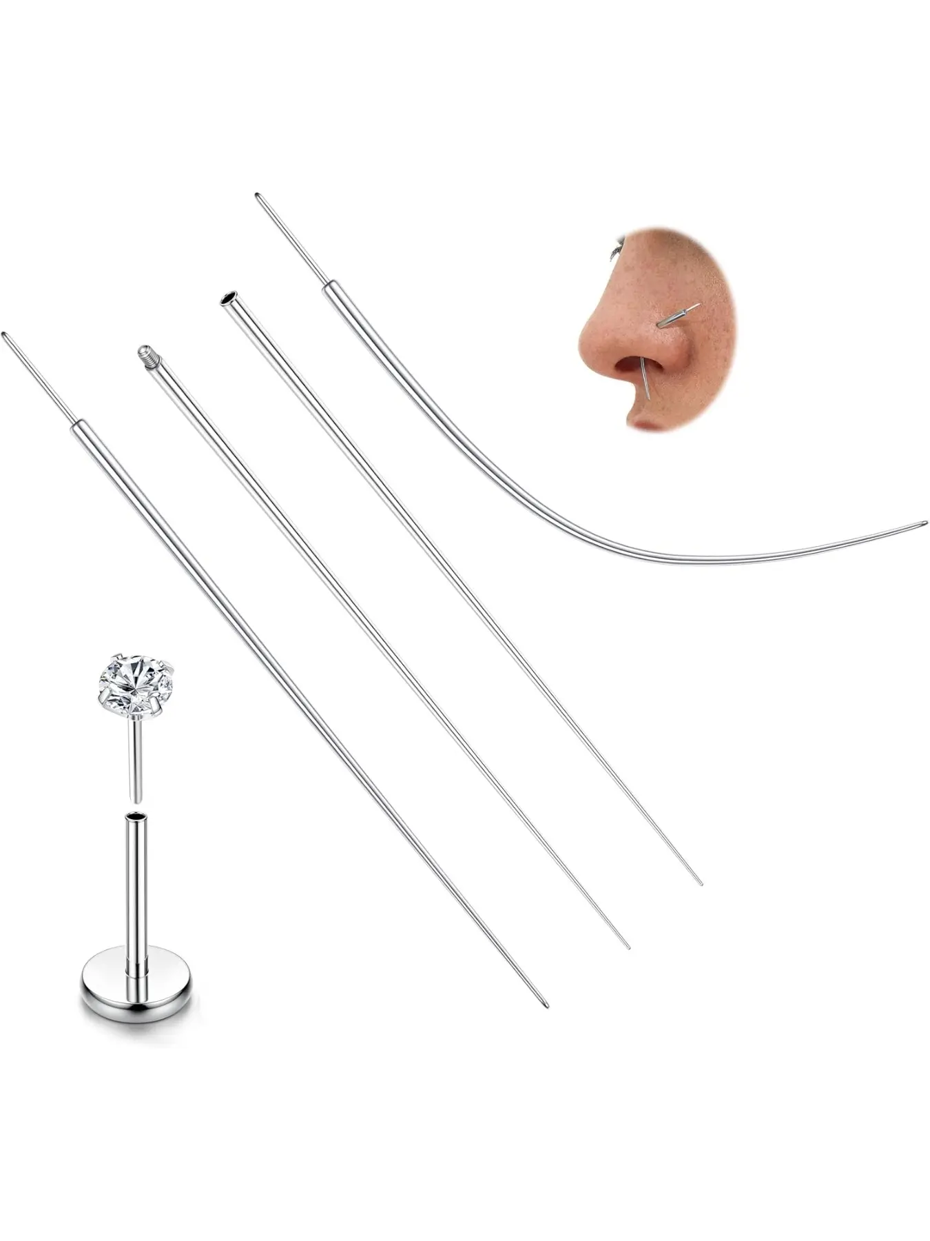 14G/16G Piercing Taper Tool ASTM F136 Titanium Piercing Threader Tool, Piercing Tools, for Threaded Push In Threadless Labret Piercing Jewelry Cartilage Earring Lip Nose Studs Piercing Changing Stretching Kit, Septum Piercing Kit