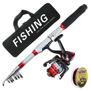 Portable Telescopic Fishing Rod and Reel Set, Quick-Adjust Fish Rod, Spinning Casting Rods, Pre-Lined Spincast Reel + Spare Line, Storage Bag, Beginner Outdoor Fishing Gear