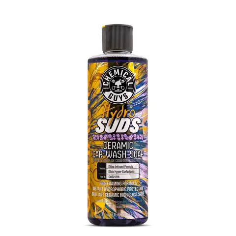 Chemical Guys HydroSuds SiO2-Infused Ceramic Car Wash Soap - 16oz/32oz/64oz Concentrated Liquid Cleaner, High-Foamy Thick Foam, Automotive Exterior Gloss Boost, Hydrophobic Water-Beading Protection, Car Cleaning & Detailing Accessory