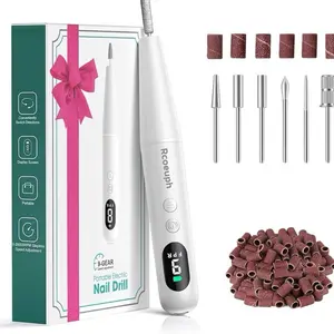 Cordless Nail Drill Kit - 9 Speed Wireless Electric Nail File with LED Display, Portable Nail Drill Machine for Acrylic Gel Nails, Rechargeable 20000RPM Hand Feet Grind Trim Tool for Women Men Baby