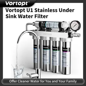 Vortopt Model U1 Stainless Steel Ultrafiltration Water Purifier - 5-Stage Filtration System, Reduces Heavy Metals, Bad Taste & Odors, with Real-Time Water Pressure Monitoring