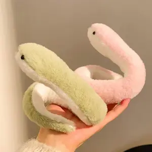 Little Green&Pink Snake Plush Cartoon Toy - Funny Gift with Straight or Bent Design for Kids and Collectors