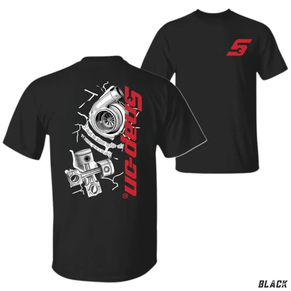 Snap-On Turbo Piston T-Shirt – Black Tee with Small Front Snap-On Logo and Back Graphic of Turbocharger and Pistons , Brand Snap-On , Mechanic Style , Unisex T-Shirt , Casual Wear , Gift for Car Enthusiasts , Menswear Top Streetwear Casual