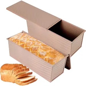 2-pack 2.2lb  Pullman Loaf Pan with Lid,  Non-Stick Coating Bread Pan, PFTE and PFOA-Free, Safe and  Baking for Homemade Bread with Family-sized Recipes