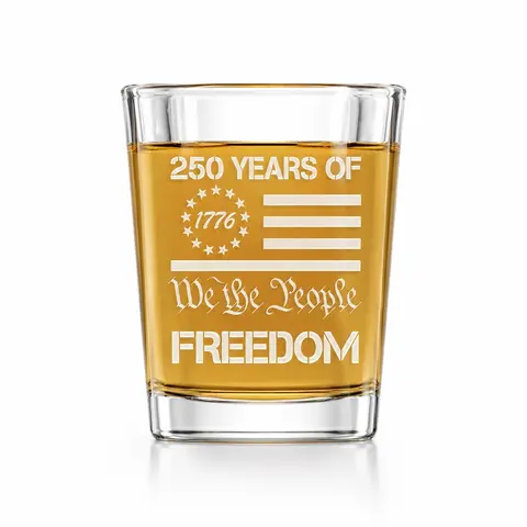 250 Anniversary USA Merchandise, 250 Years of Freedom Shot Glass, Patriotic Gift for Men