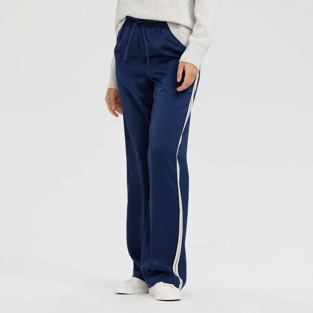 Women's High-Rise Wide Leg Satin Track Pull-On Pants - A New Day