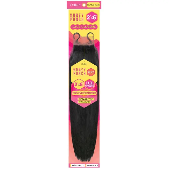 Outre Honey Punch 100% Unprocessed Remy Human Hair 2x6" Lace Closure - STRAIGHT 12/16"