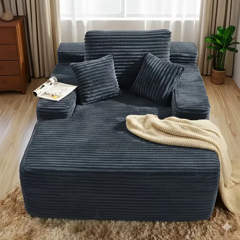 67" Chaise Lounge Chair Indoor sofa bed para sala , Oversized Boneless Lounge Chair with 3 Pillows, Corduroy Cloud Reading Chair for Living Room Bedroom, Deep Seat Sleeper couch and co sectional, No Assembly Required