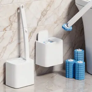 Disposable Toilet Brush Set with Handle and Holder, Multi-Functional Bathroom Cleaning System, Includes 24 Replacement Heads, Bathroom Brush Cleaner