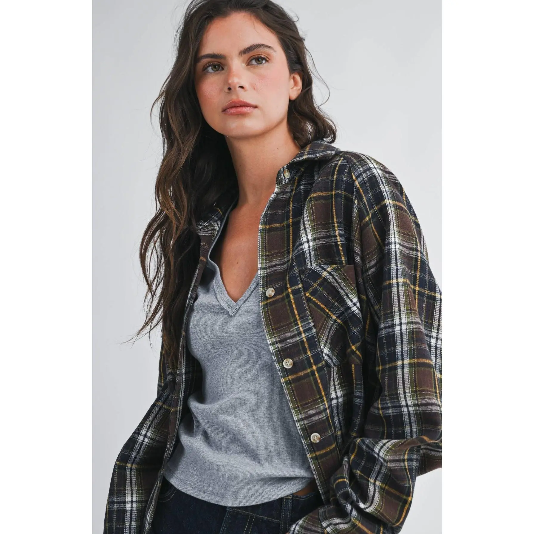 Oversized Plaid Flannel Button Down