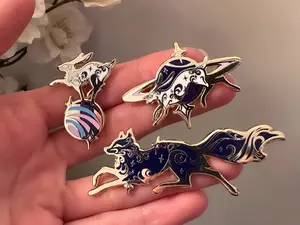 SECONDS BUNDLE | Gold Celestial Garden Fox & Hares Hard Enamel Pins