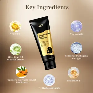 HKY (PDRN) Pro-Xylane & Niacinamide,7x Hyaluronic Acids Turmeric Gold Dual-Action Peel-Off Mask: Lifting, Anti-Aging, Dark Spot Reduction,  Restores the Skin's Lost Collagen Overnight Glass Skin Care - Hydrating & Firming Facial Mask for Elasticity & Glow