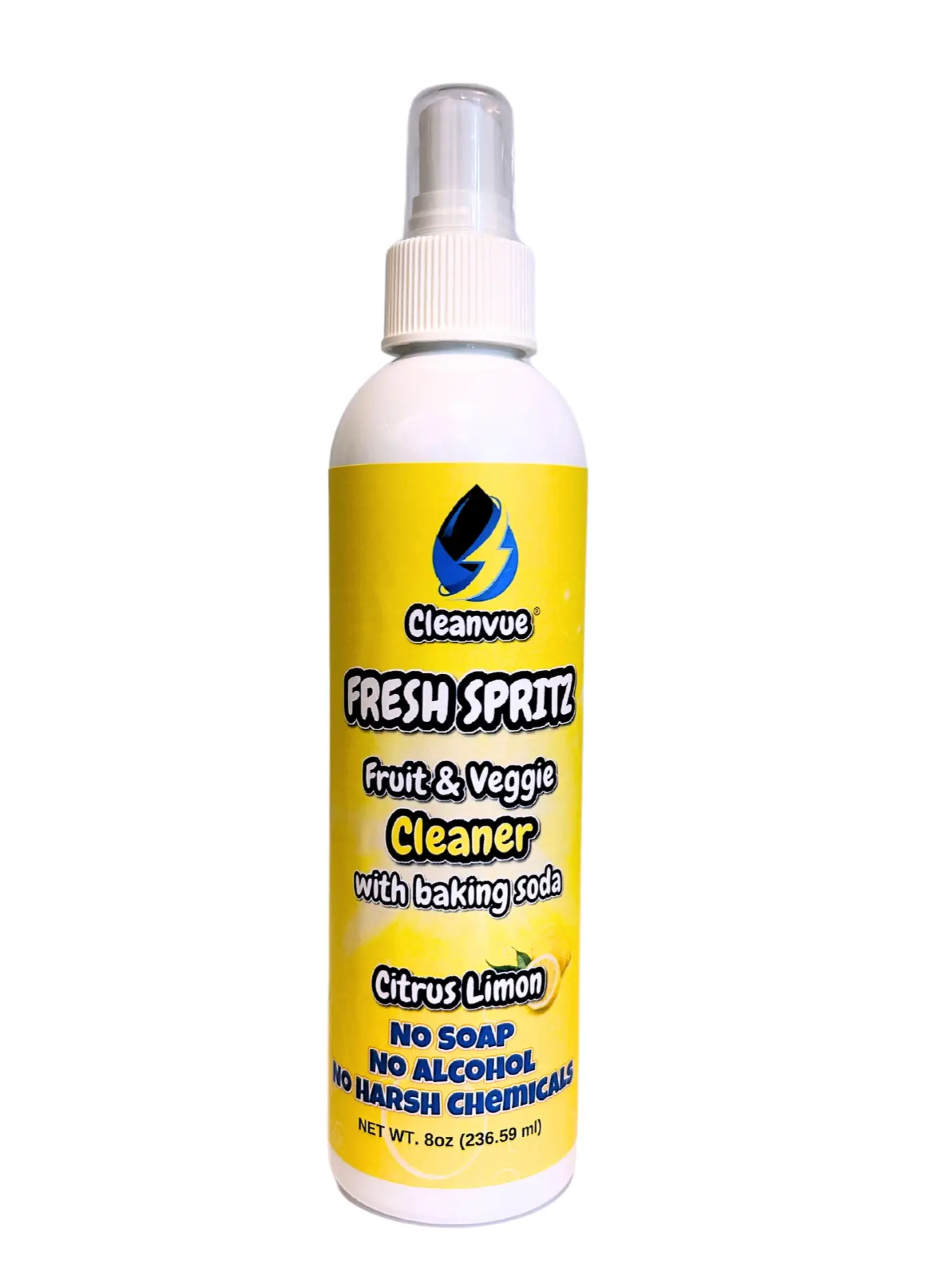 Cleanvue Fresh Spritz Citrus Scent Fruit and Veggie Cleaner - Home Cleaning Supplies Household Spray Lemon Scented