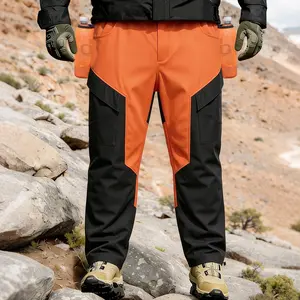 3XL-5XL Big and tall Plus Size Men's Waterproof Scratch-Resistant Outdoor Work Pants, Thickened Warm Trousers with Side Water Bottle Pockets & Multi-Functional Pockets for Outdoor Adventures