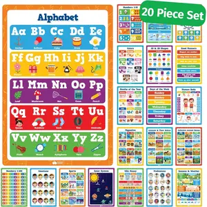 Classroom Posters-20pcs Set 16” x 11” Educational Posters For Toddlers 1-3-Classroom Decor-For Elementary, Preschool & Kindergarten Classrooms Must-Have Supplies-Preschool Learning Activities