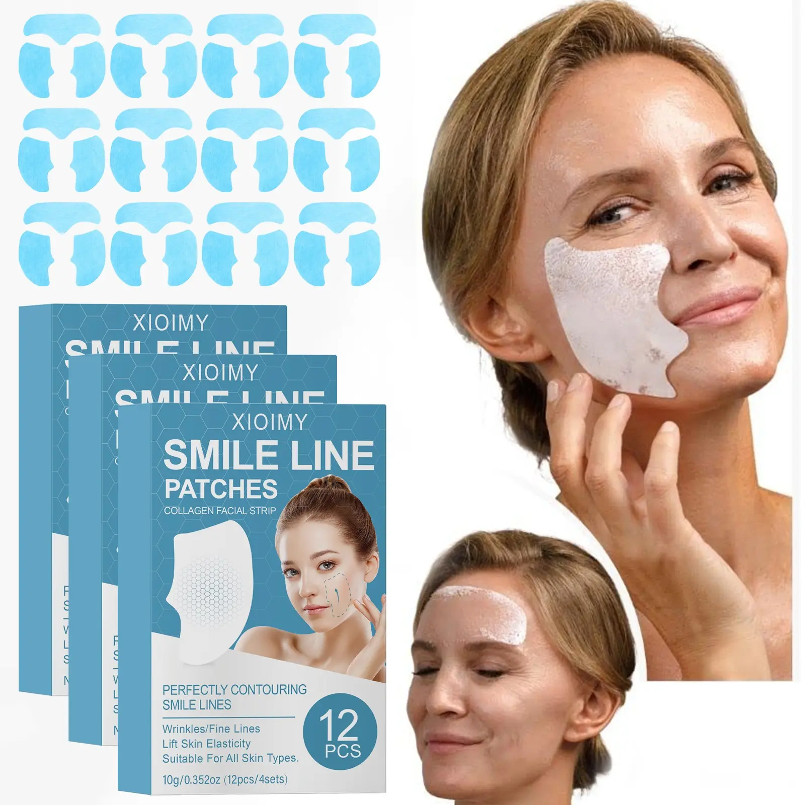 48pcs Face Smile Line Dissolving Mask, Deep Moisturizing, Moisture, Hydrating, Smooth Soft Hydrated Skin, No Fragrance, Collagen Facial Care