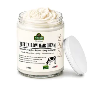 Spanish Garden Beef Tallow Hair Cream - All-Natural Leave-In Conditioner Haircare Treatment for Deep Hydration, Frizz Control, Smoothness, Nourishing Hair Health, All-Natural Leave-In Treatments |  (250ml)