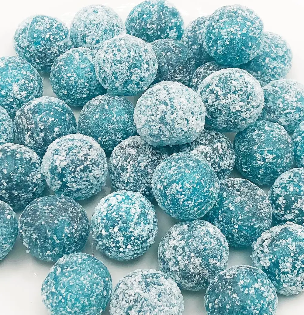 Mega Sour Raspberry Bombs 250 gram bag (1/4 kilo) by Barnetts