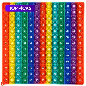12*12 Multiplication Rainbow Push Pop Bubble Fidget Math Toy, Sensory Stress Release Numbers Counting Learn to Read Educational Toy for Kids