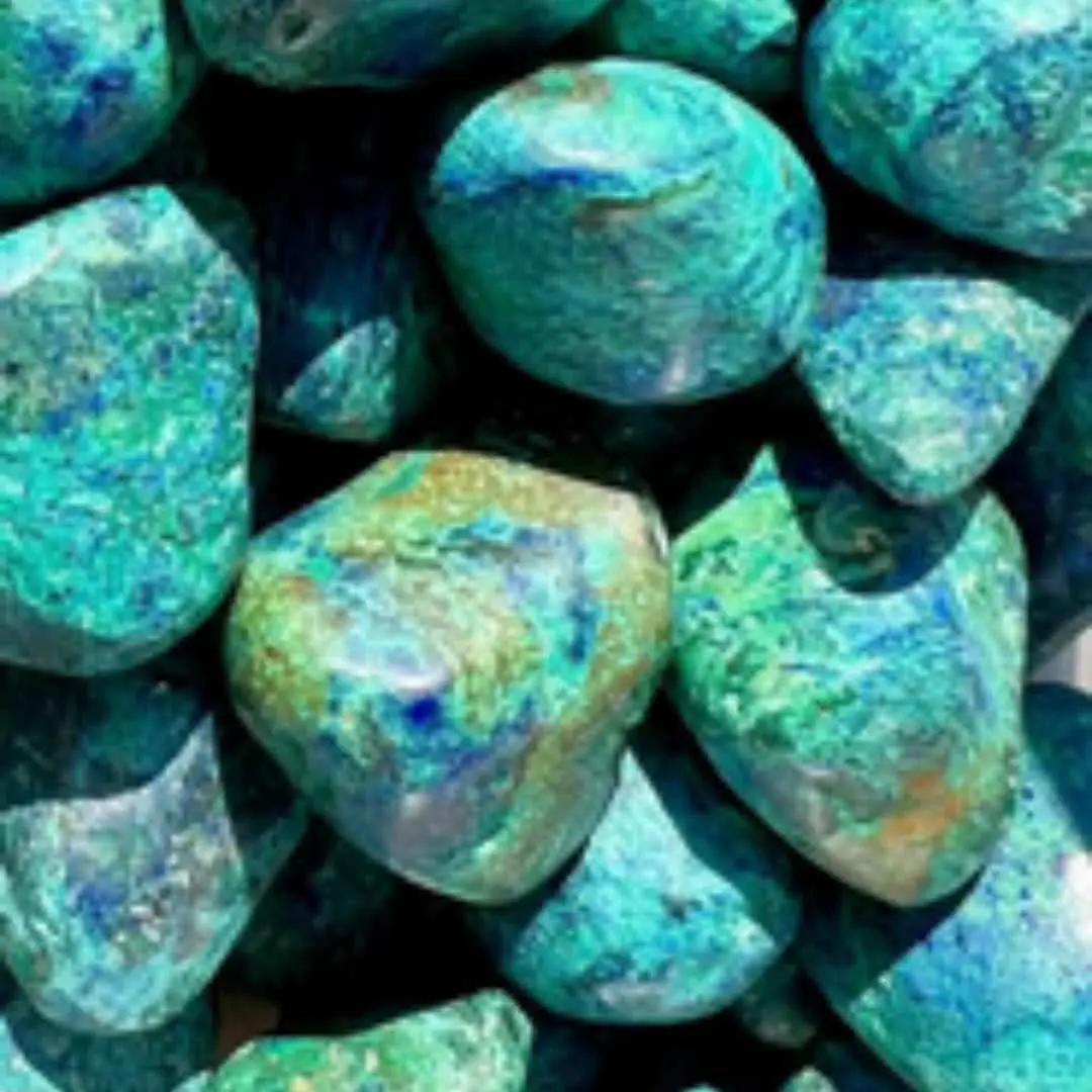 Azurite Malachite Semiprecious Stones, Polished Semi-Finished Accessories for Divination, Unique Pieces Sized 0.75" to 1.5", Meditation, Emotional Healing, Varied Sizes, Natural Azurite, Swirled Hues, Amplified Energy