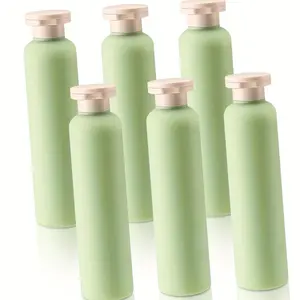 6 Pack 8.8 oz Squeeze Bottles for Shampoo, 260ml Green Plastic Travel Bottles Flip Cap Refillable Reusable Containers for Toiletries Shampoo and Lotion Soap Accessories