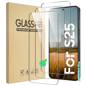 3 Pack Glass Screen Protector for Galaxy S25 S24 S23 S22 S21 Smartphone Cellphone, Fingerprint Unlock, HD Clear Case Friendly Anti-Scratch Protective, Full Coverage Tempered Glass Screen Protector for Galaxy S25 FE Accessories