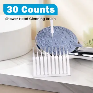30 Counts Shower Head Cleaning Brush, linked design facilitates easy stowage, works for faucets and sinks