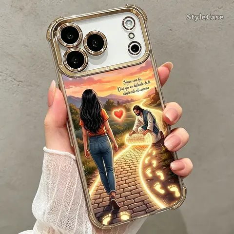 Christian Jesus Journey Faith Path Protective Smartphone Case for iPhone 18 Pro Max,17 Air,16,15 Plus,14,13,12,11 - Soft TPU Religious Decorative Accessory with Metallic Edge, Slim Flexible Shockproof Cover Shell, Gift for iPhone 15 Users, DDSJ260627035