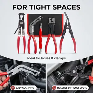 5PCS Professional Hose Clamp Pliers Set for Automotive Repair , Flexible Cable Fuel Line Removal Tool Kit ,Radiator, AC & Coolant Hose Clamp Removal Tool