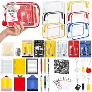 4/6/8 Pack Back to School Teacher Gifts Bulk Teacher Survival Kit with Clear Cosmetic Bag Socks Ballpoint Pens Keychains and Sticky Note Holder for Teacher Appreciation First Day of School Coworkers Classroom Office School Events and Party Favors