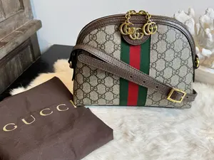 Pre-owned GUCCI Coated Canvas Crossbody Bags Supreme Ophidia Round Top Crossbody Bag