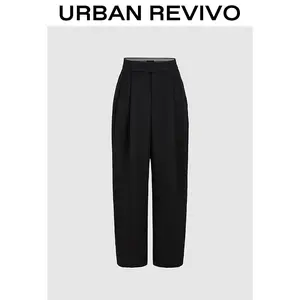 URBAN REVIVO Women's Stylish Carrot Fit Casual Fashion Pants UWG650011 - Soft Comfortable Blend Fabric, Pocket Waist, Spring Bottoms