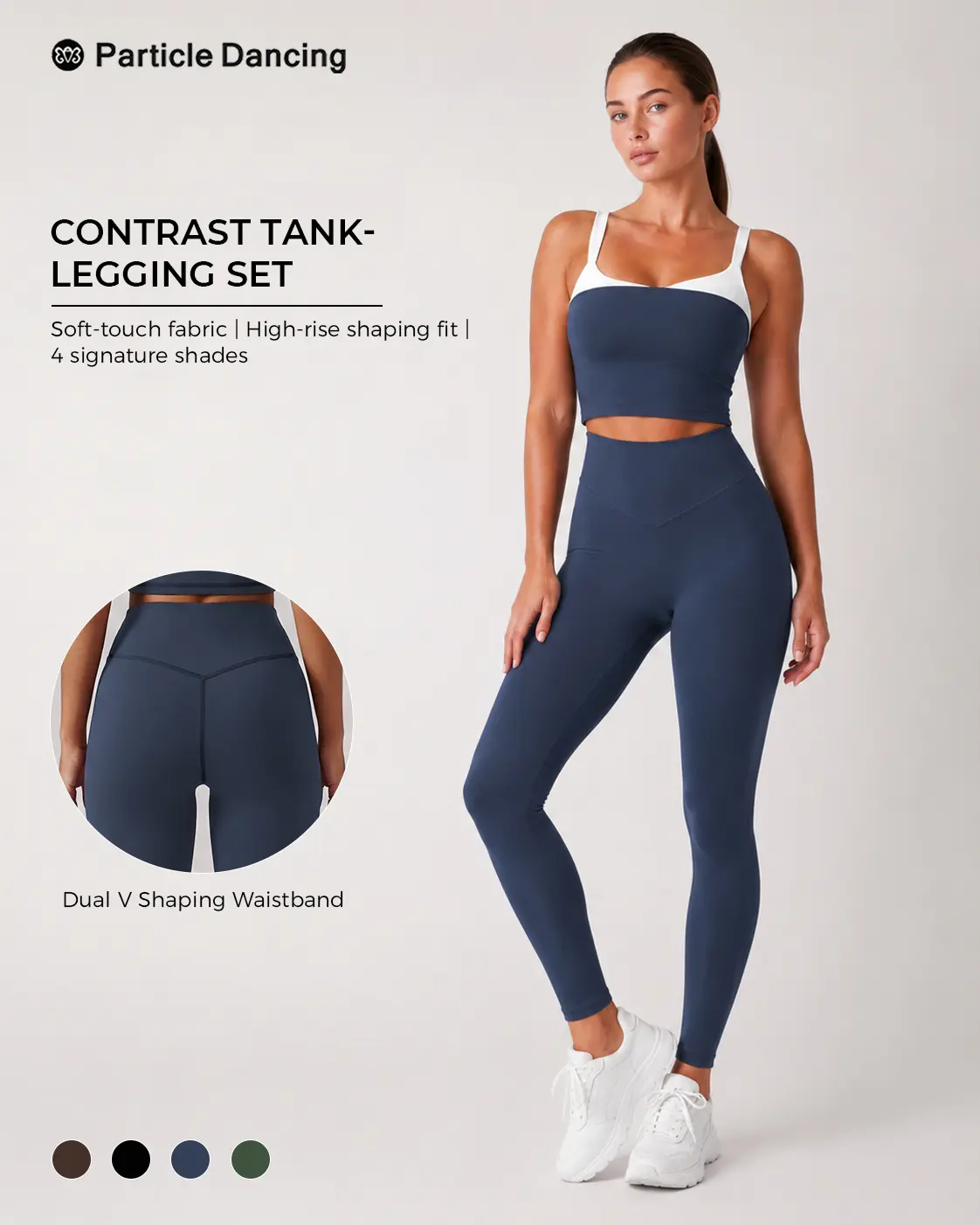Women’s Contrast Tank and Leggings Set, High Waisted Sculpt Workout Set with Soft Stretch Fabric, Pilates Yoga Activewear Outfit for Studio-to-Street Everyday Wear