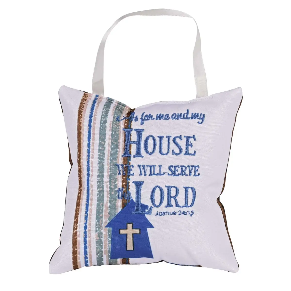 360 Stand DP111 Hanging Door Pillow, Biblical Quote "As For Me And My 6H", Lightweight Faith Message Decor, Front Door Decor