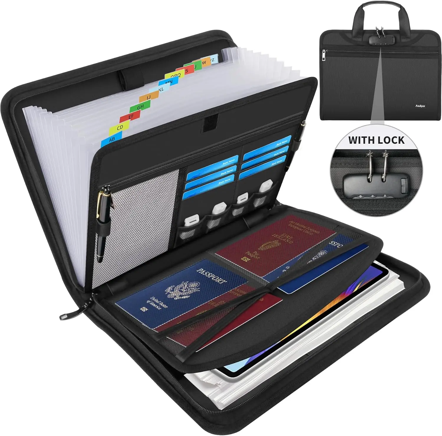 Important Document Organizer, Large Capacity A4 File Organizer Storage Zip Bag, Test Paper Folder, Data Paper Organizer Storage Bag, Paper Organizers, Office Stationery & Supplies, Friend Gift Ideas, Zip Pouch