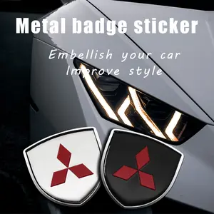 3D Metal Shield Emblem Car Sticker, Body Decal for Mitsubishi Outlander Lancer 10 9 Ex Asx Ralliart Eclipse Pajero L200 Colt Evo Competition