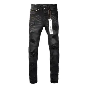 Purple Jeans American High Street Paint Hole Black 9045 2025 New Fashion Trend High Quality Jeans men