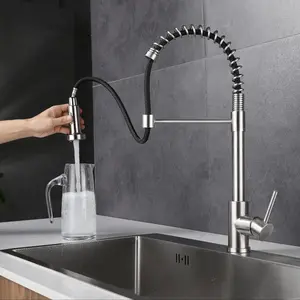 Kitchen Faucet with Pull Down Sprayer, Stainless Steel Pull Out Faucet, Kitchen Sink Faucet, Kitchen Faucet for Farmhouse Camper Laundry Utility RV Wet Bar Sinks