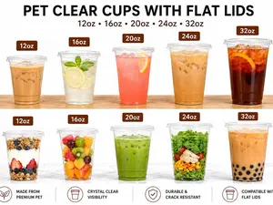 50-Pack 12-32oz Clear Plastic Iced Coffee Cups with Lids and Straws, Disposable To Go Cups for Smoothies, Milkshake, Cold Beverages, Coffee Bar Accessories