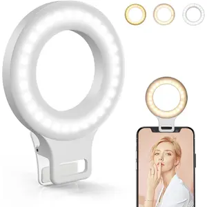 Rechargeable Selfie Ring Light with 60 LED, 3 Modes & 5 Brightness Levels – Portable Clip-on Phone Light for Photography, Zoom Meetings, Makeup, TikTok, Vlogging, Live Streaming, Works with Smartphones, Laptops, Tablets